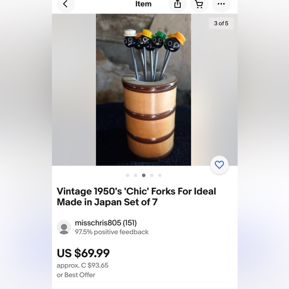 1950’s 'Chic' Forks For Ideal made in Japan Set Of Cocktail Hors D'Oeuvres Forks - Picture 9 of 9